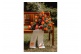 Gesteck orange u. rote Rosen Nr.8